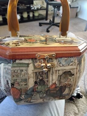 Vintage-Anton Pieck Wooden decoupage Women's Handbag